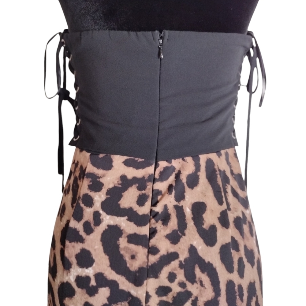 Blithe Edite Mode Strapless Black Corset Animal Print Wide Leg, Size Medium - Picture 4 of 10